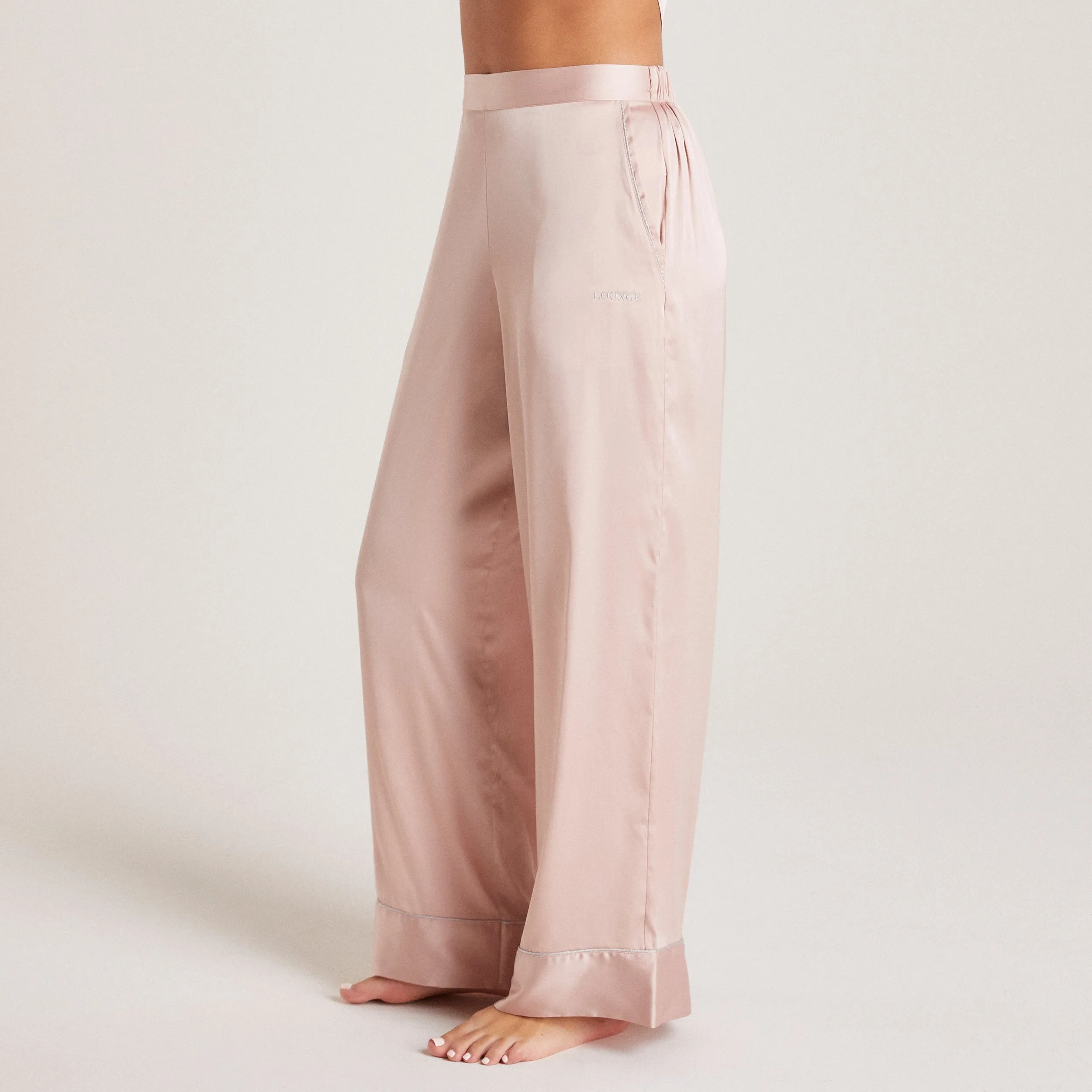 Sparkle Satin Pyjama Trousers - Blush