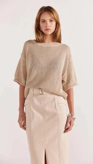 Staple the Label Nora Open Knit Tee in Natural