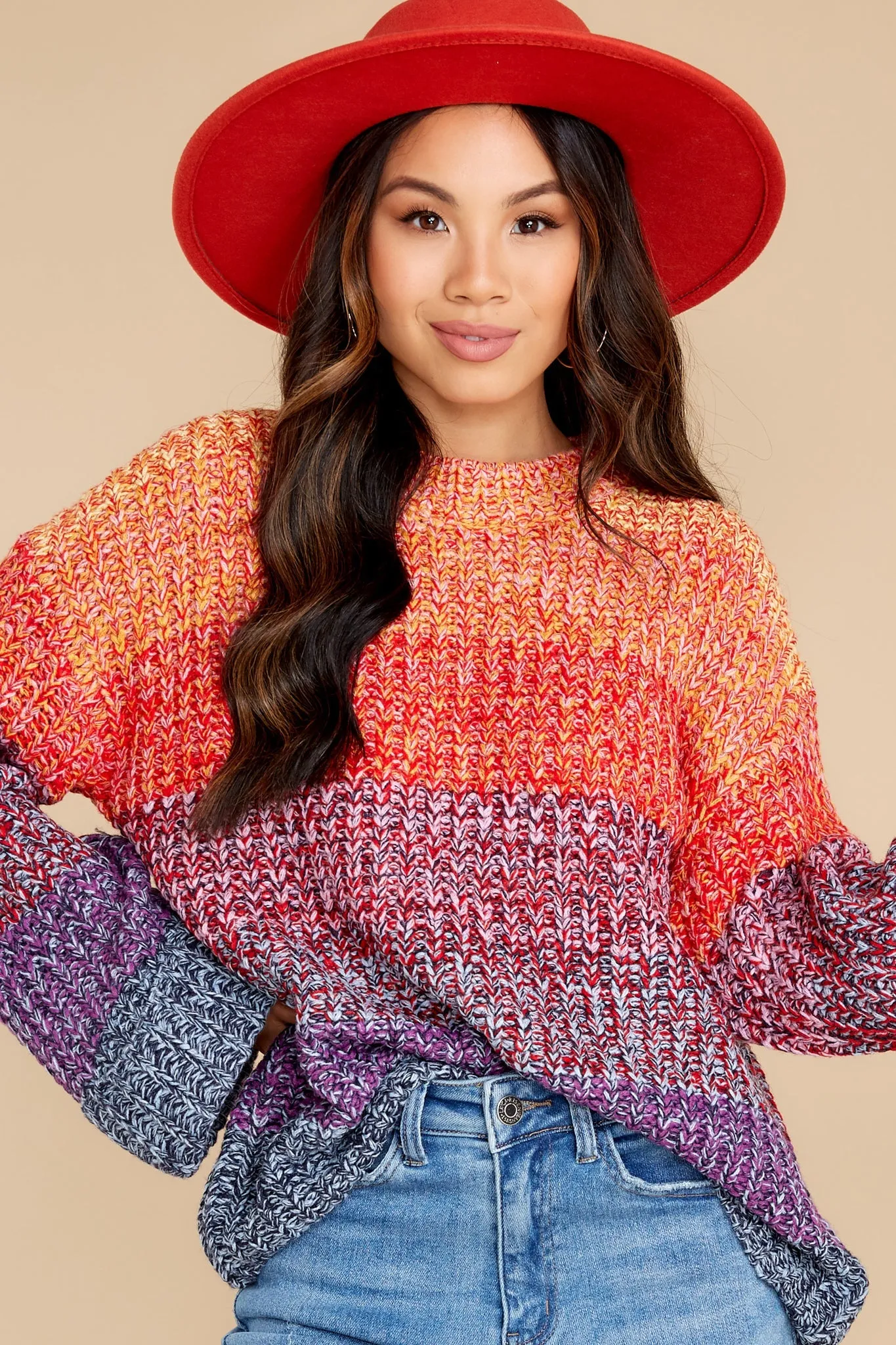 Sunset City Orange Multi Sweater