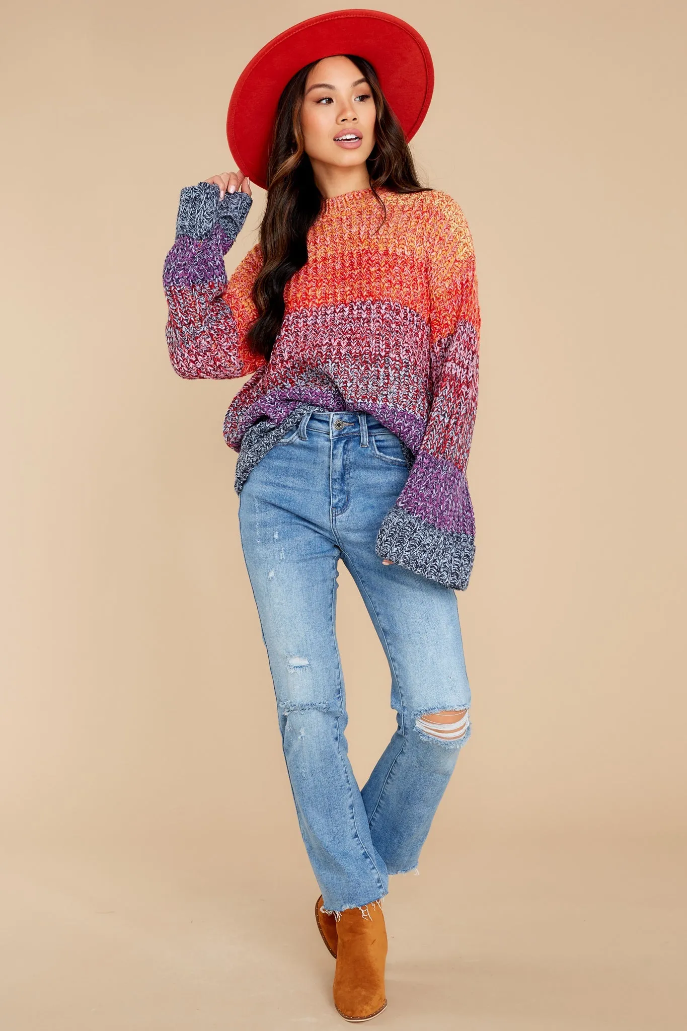 Sunset City Orange Multi Sweater