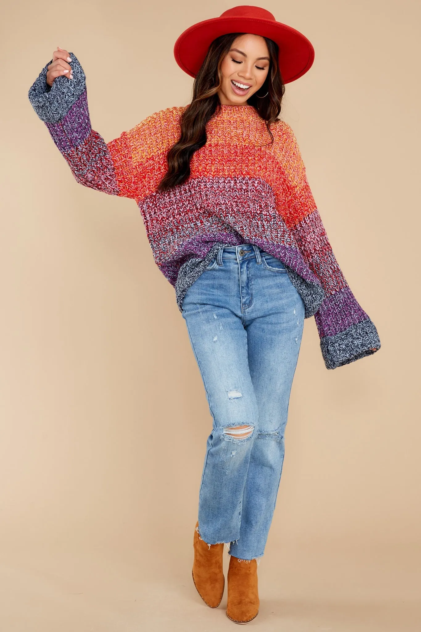 Sunset City Orange Multi Sweater