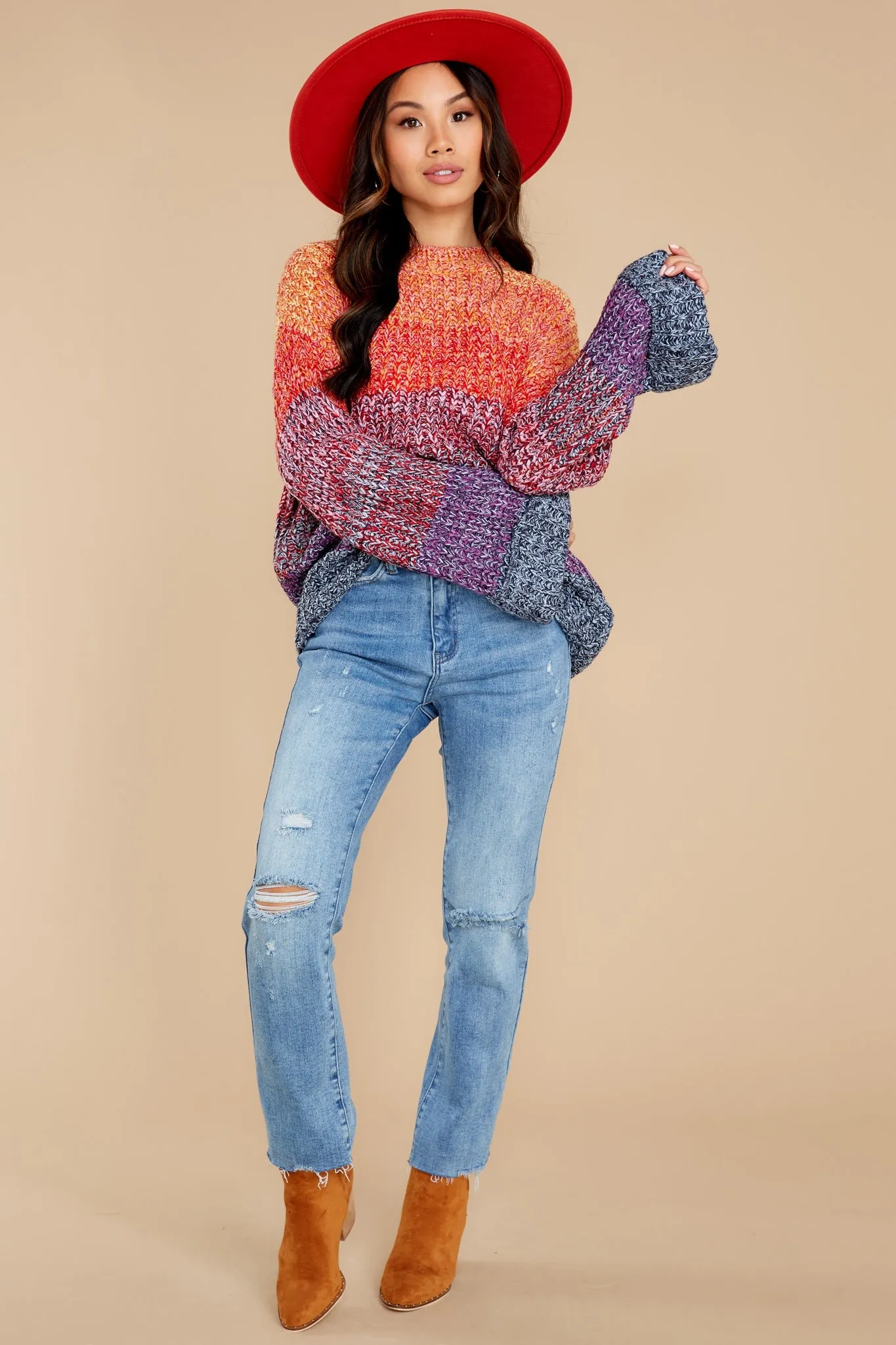 Sunset City Orange Multi Sweater