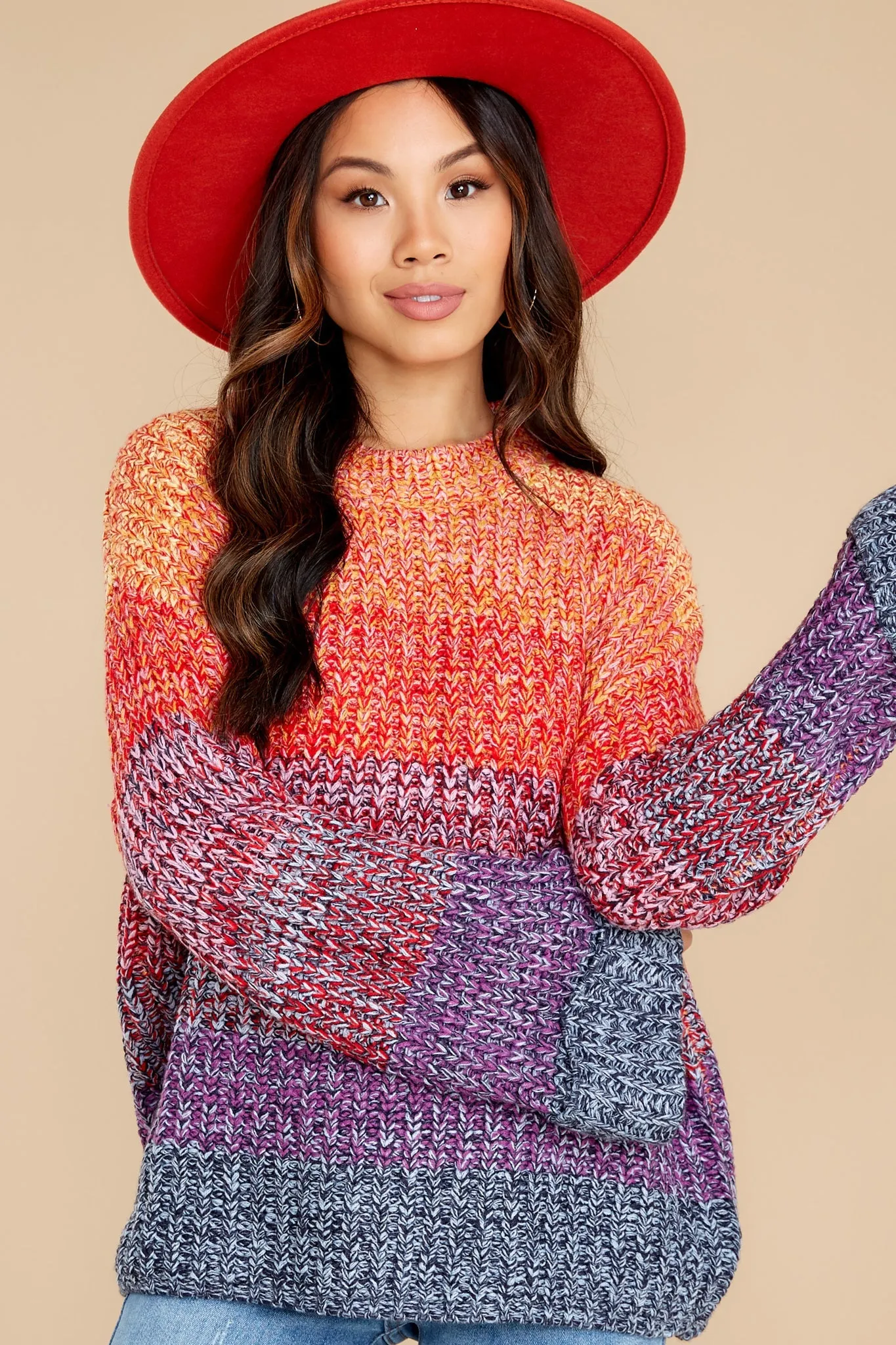 Sunset City Orange Multi Sweater