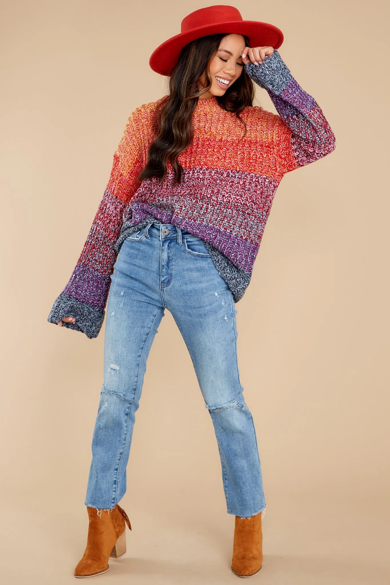 Sunset City Orange Multi Sweater