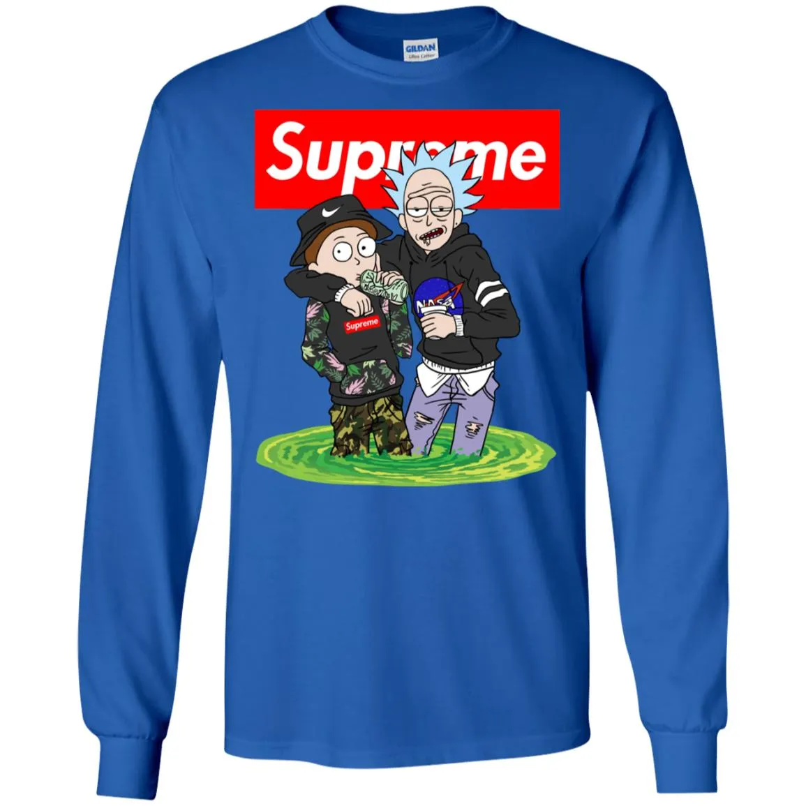 Supreme Rick And Morty T-shirt Men Long Sleeve Shirt