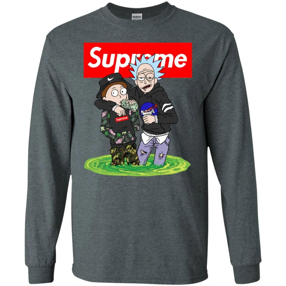 Supreme Rick And Morty T-shirt Men Long Sleeve Shirt