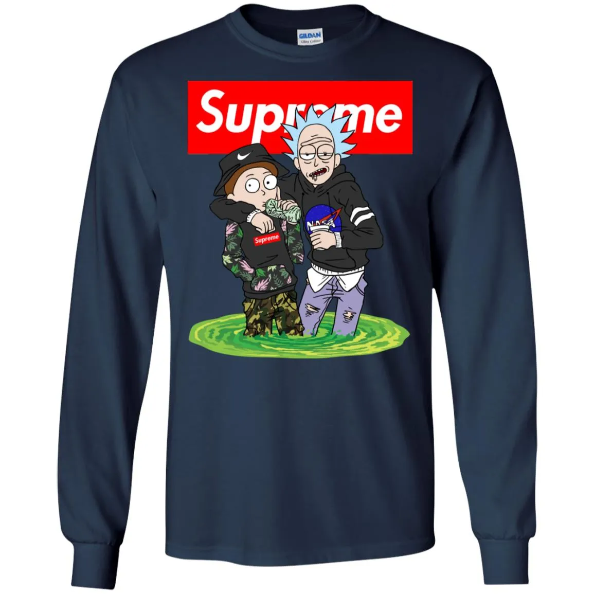 Supreme Rick And Morty T-shirt Men Long Sleeve Shirt