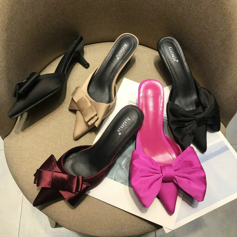 TEEK - Toe Bow Half Slippers Heels