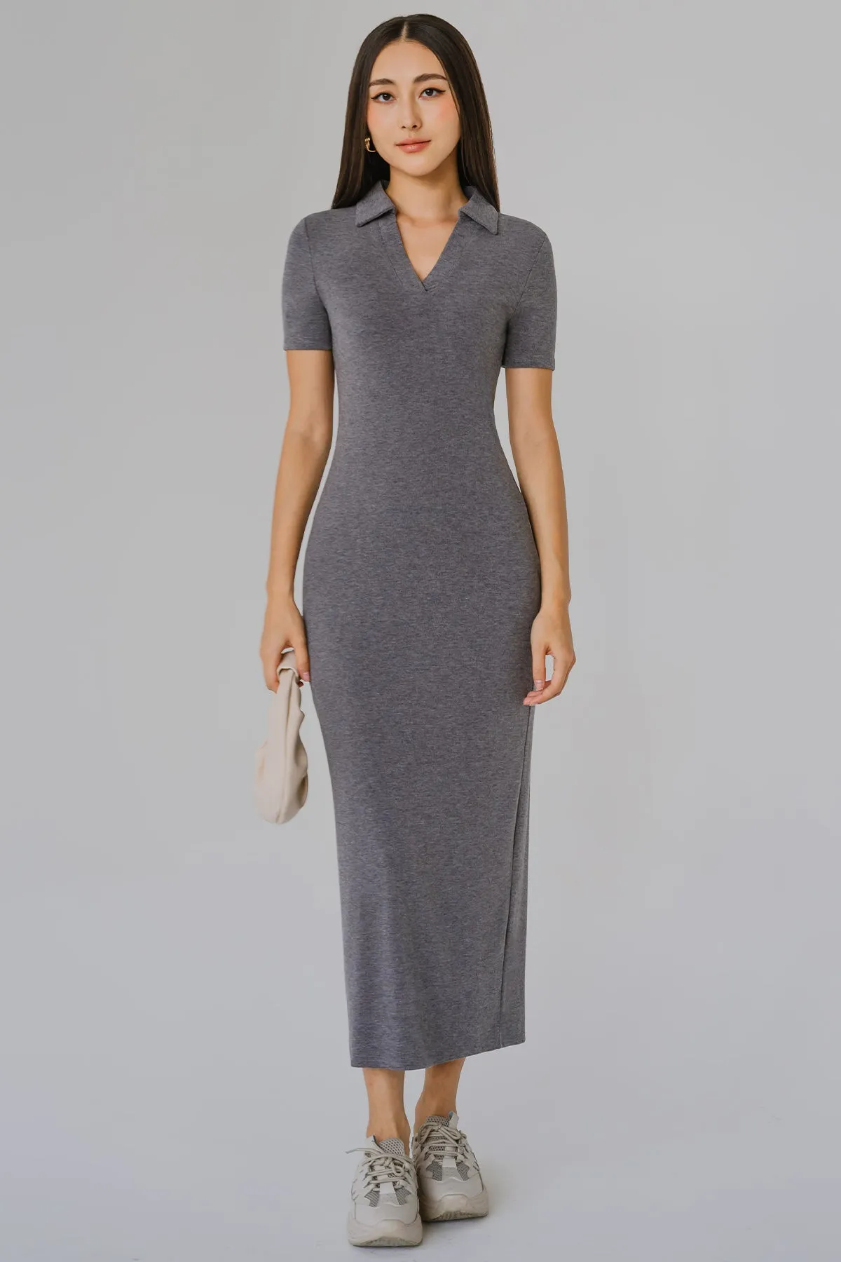 Terrace Collar Knit Dress (Grey)