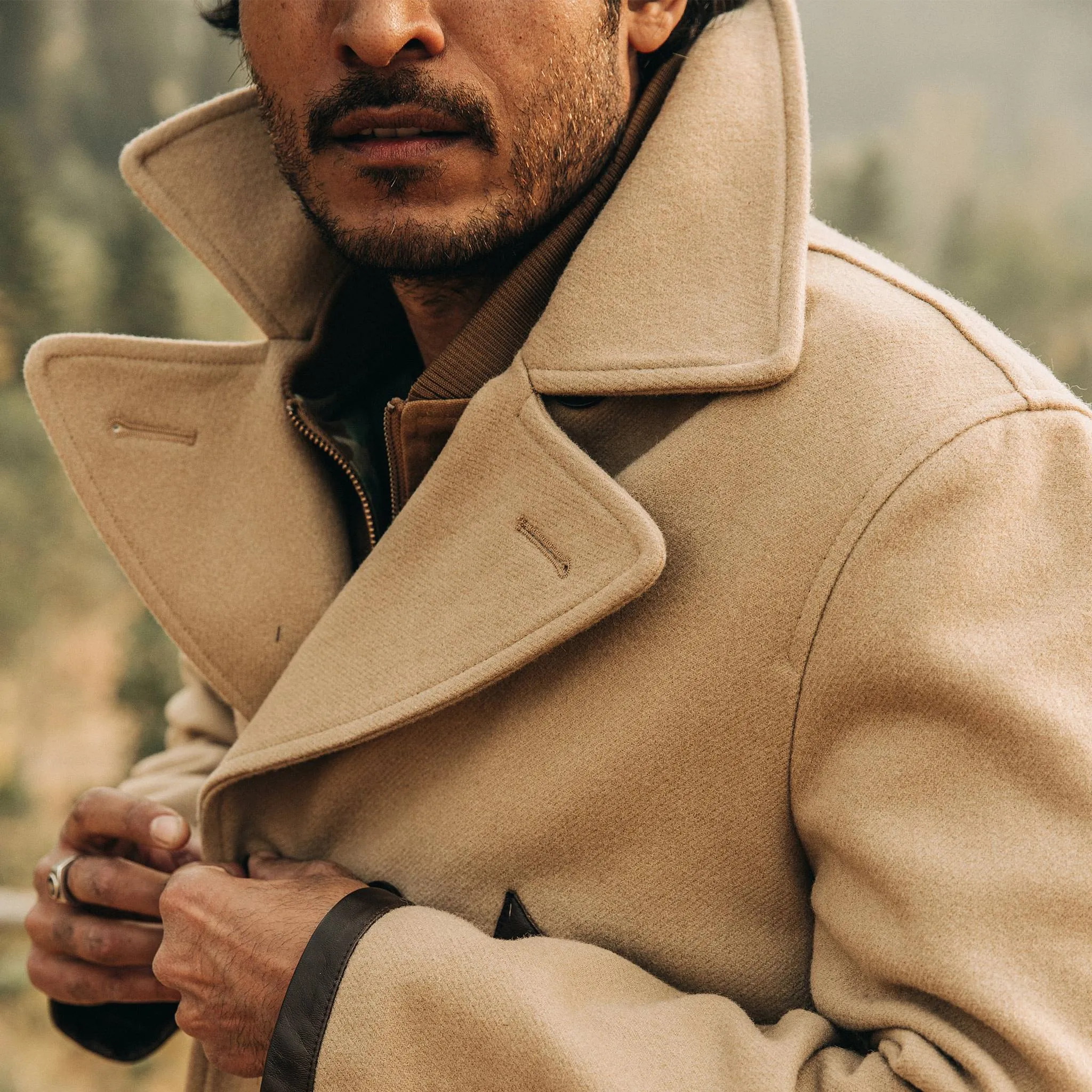 The Mendocino Peacoat in Camel Wool