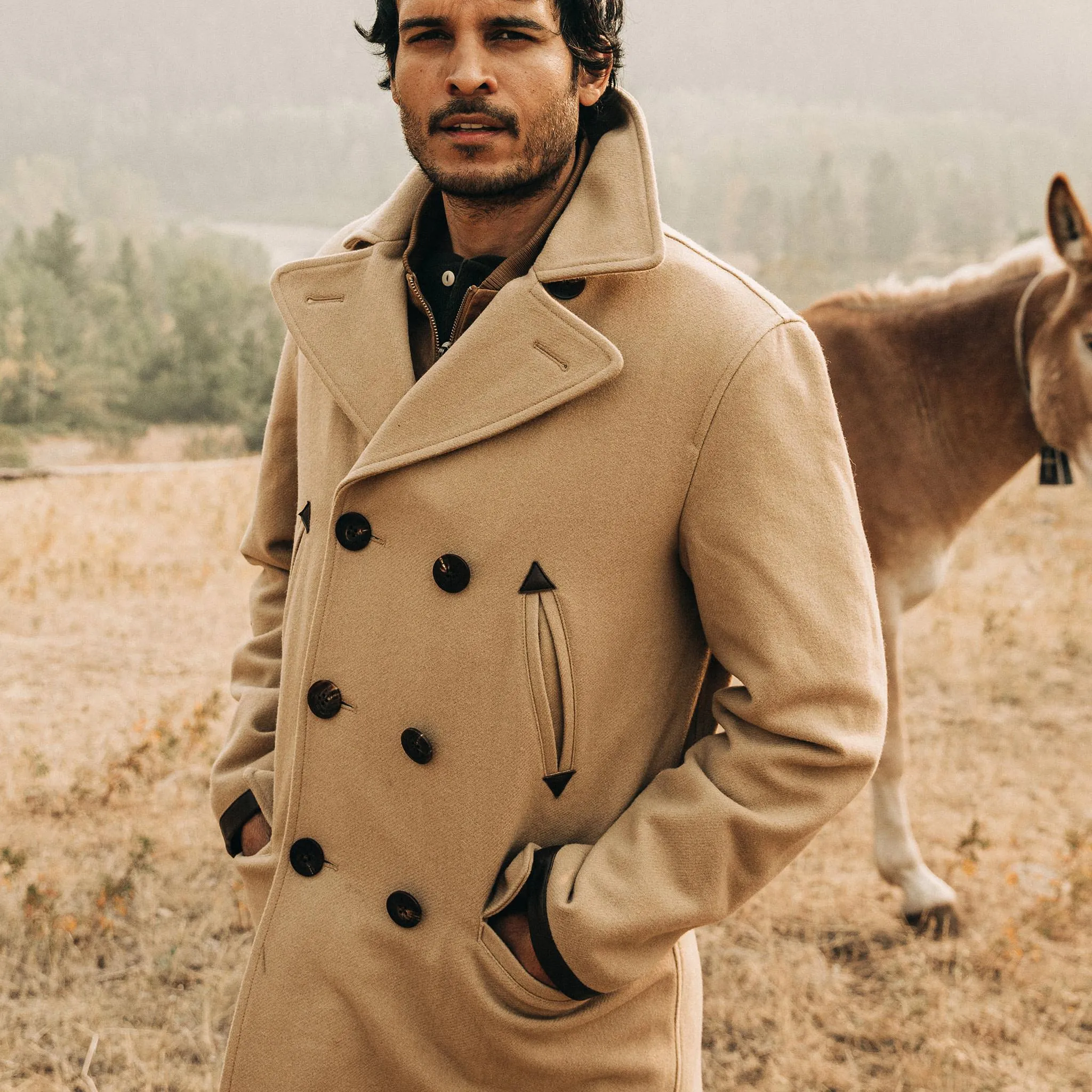 The Mendocino Peacoat in Camel Wool