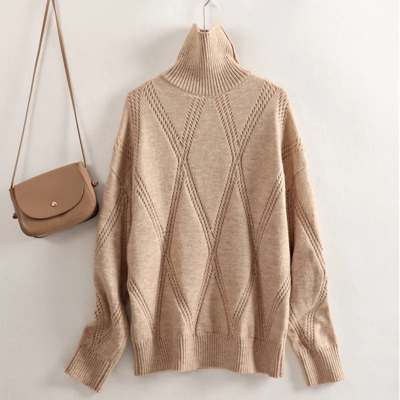 Thick and Warm Winter Oversized Knitted Turtleneck Pullover Sweaters