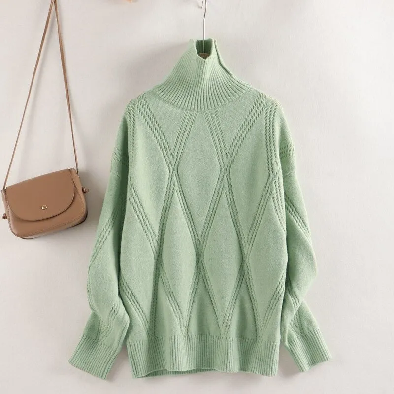 Thick and Warm Winter Oversized Knitted Turtleneck Pullover Sweaters