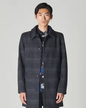 TROUPE MENS CHARCOAL CHECK OVERCOAT | GREY