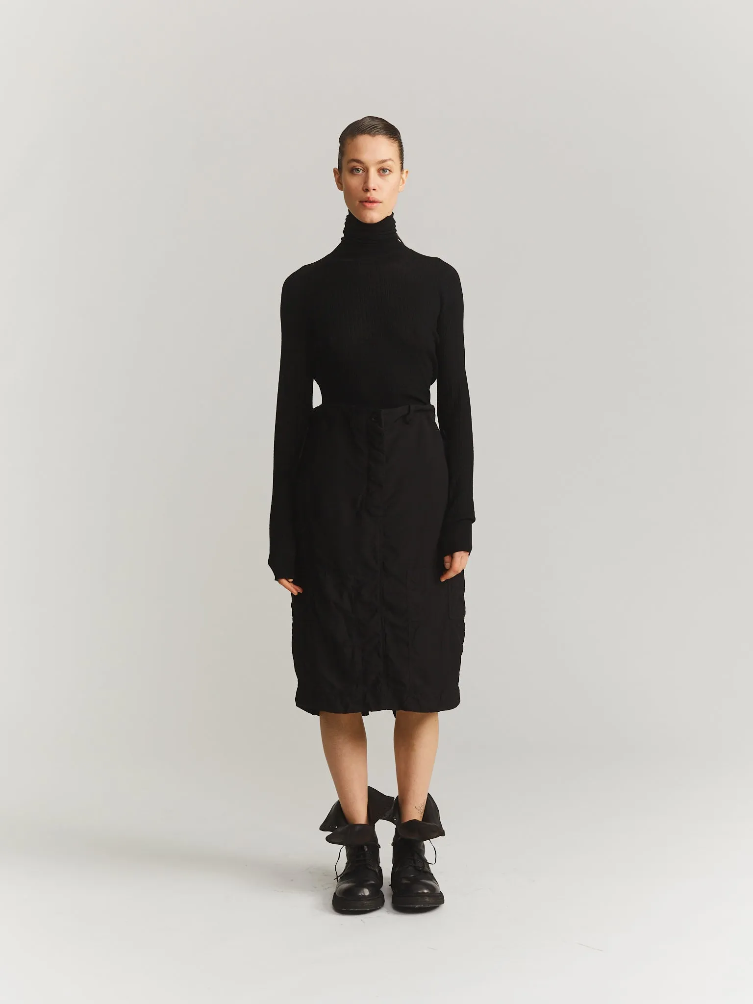 ULTRAFINE CABLE STITCH TURTLENECK - BLACK