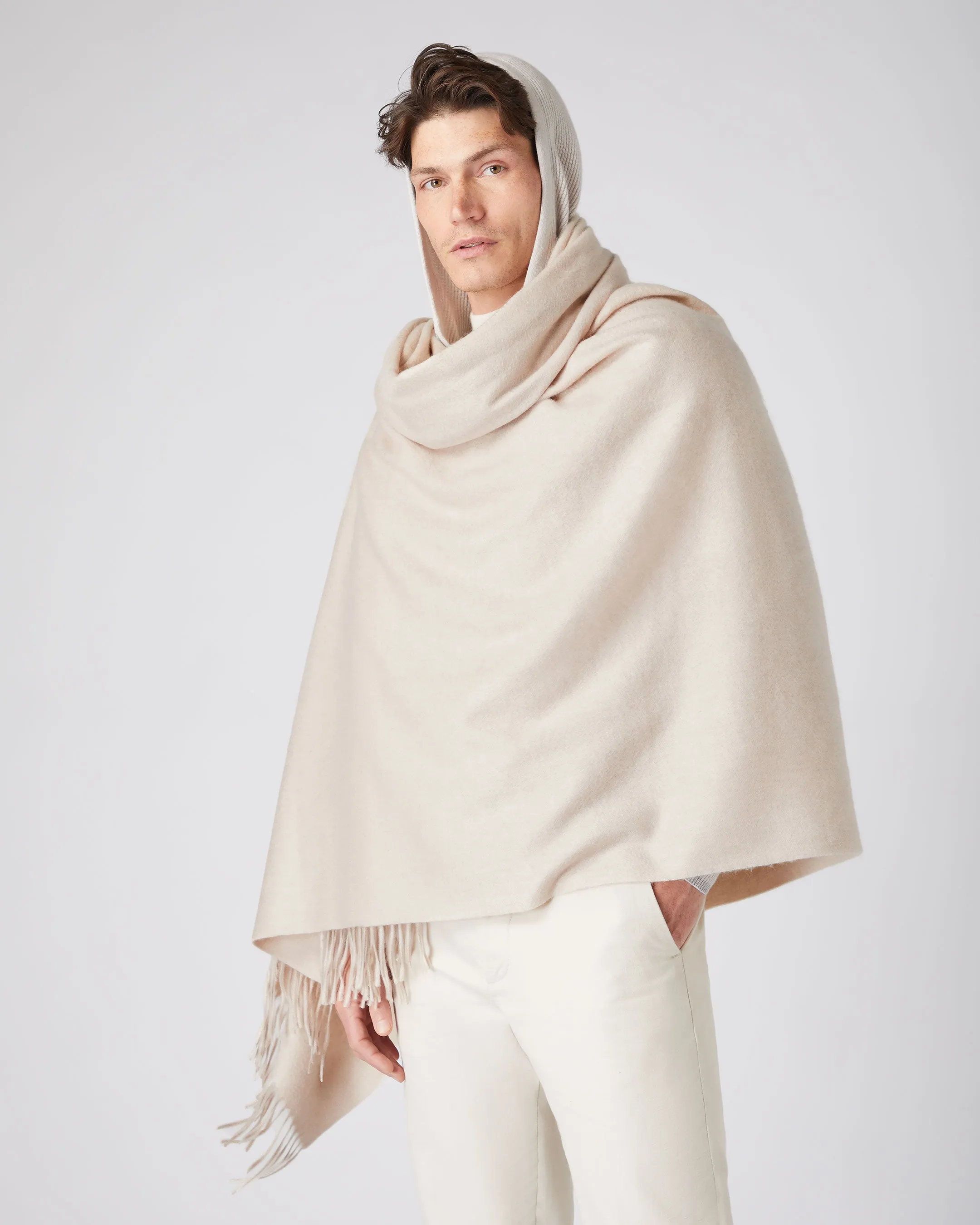 Unisex Woven Cashmere Blanket Heather Beige Brown