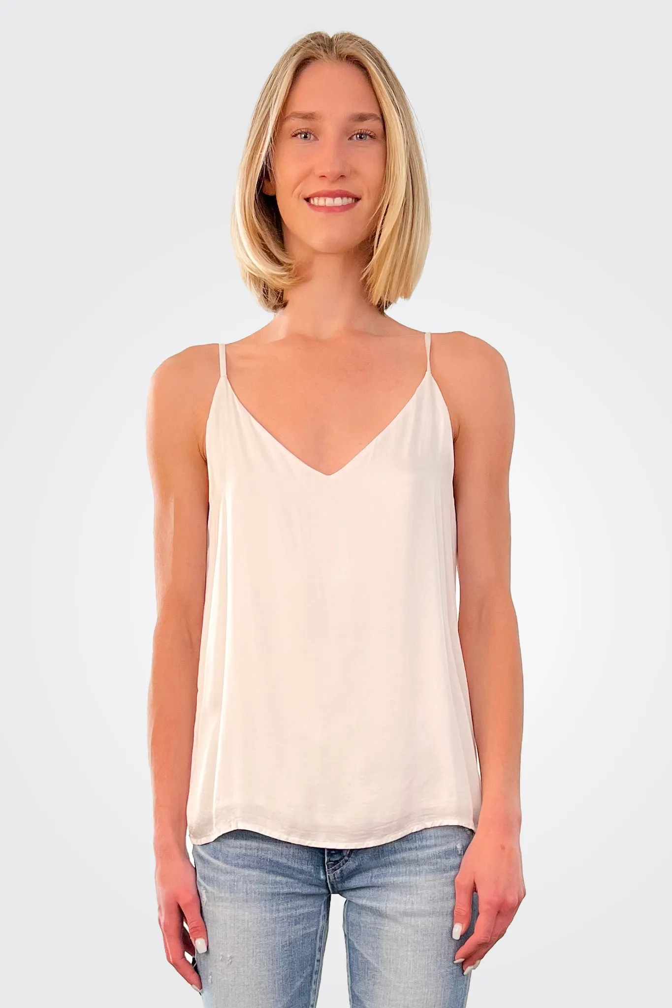 V Neck Camisole - White Sand