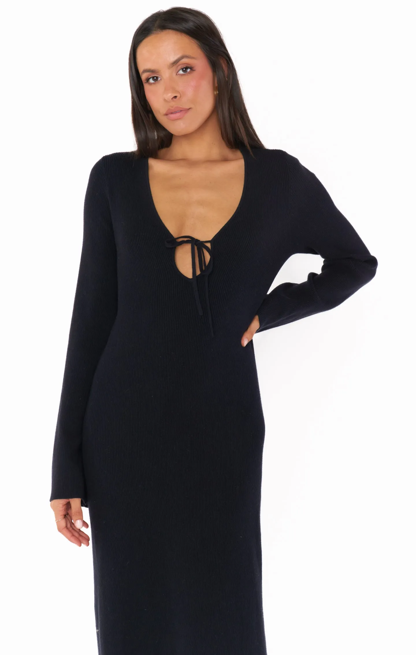 Vacay Maxi Dress ~ Black Rib Knit