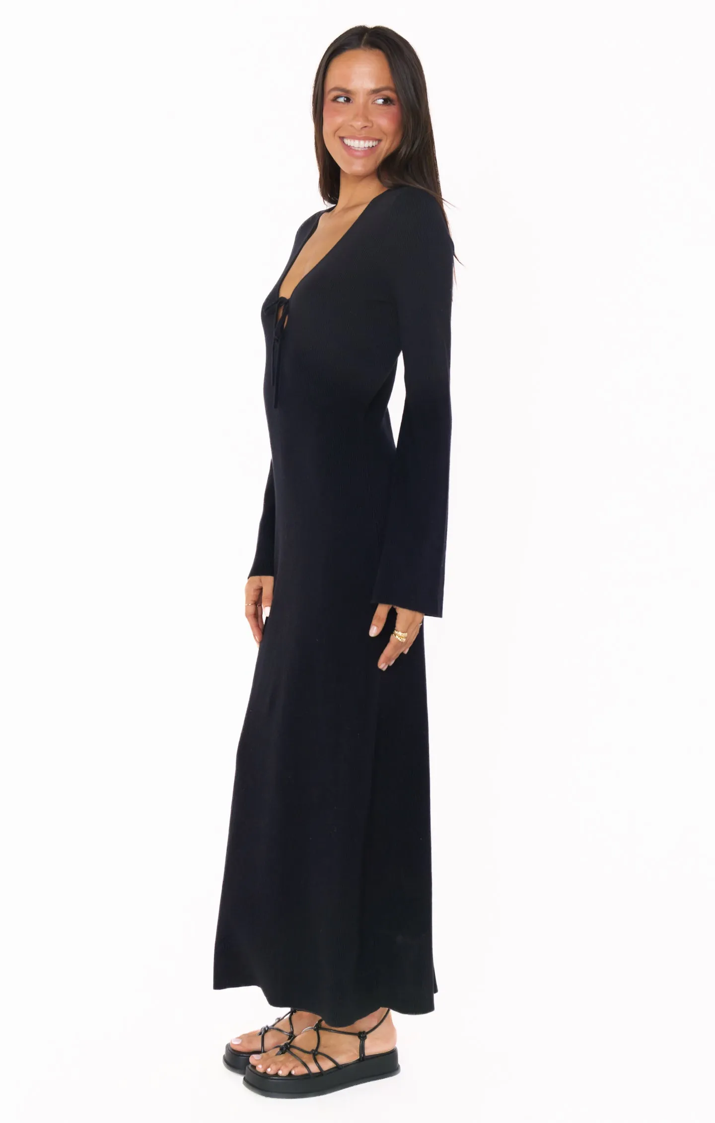 Vacay Maxi Dress ~ Black Rib Knit