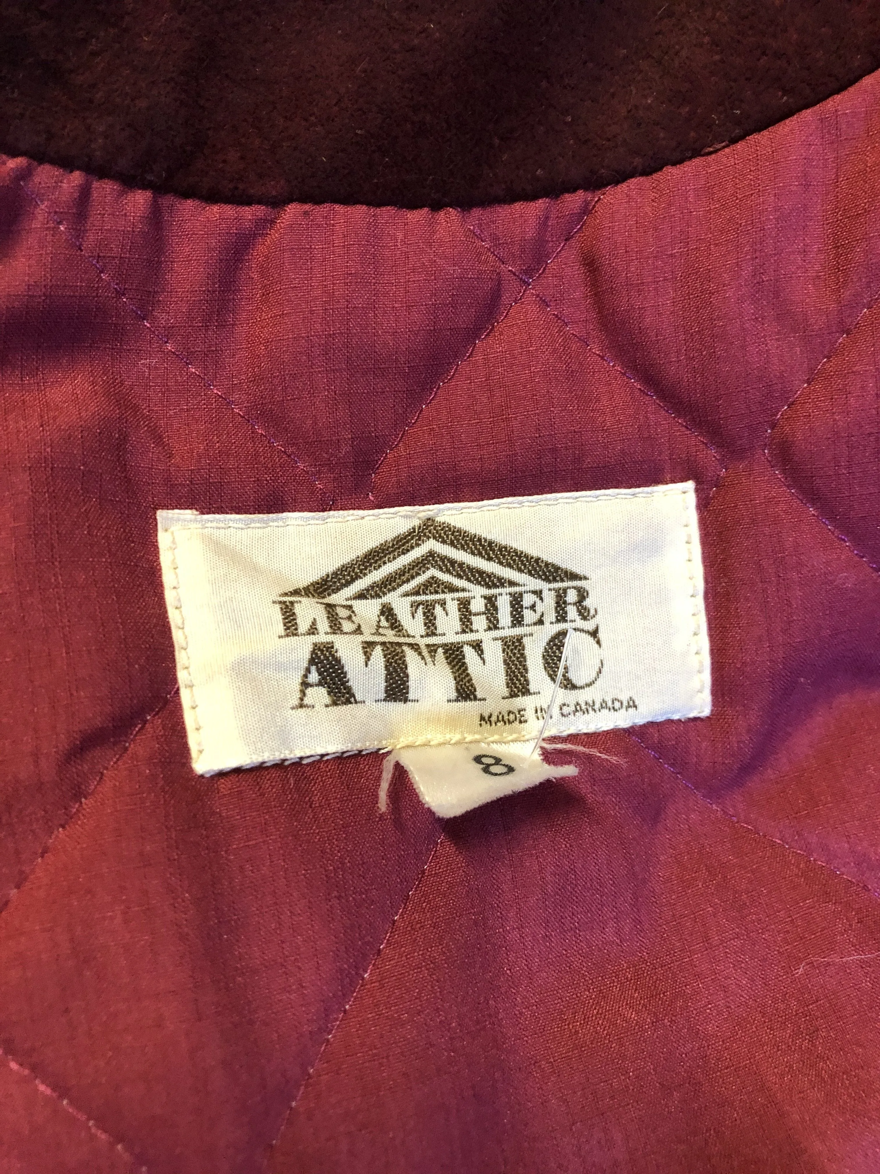 Vintage Leather Attic Oxblood Suede with Fur Collar, Made in Canada SOLD