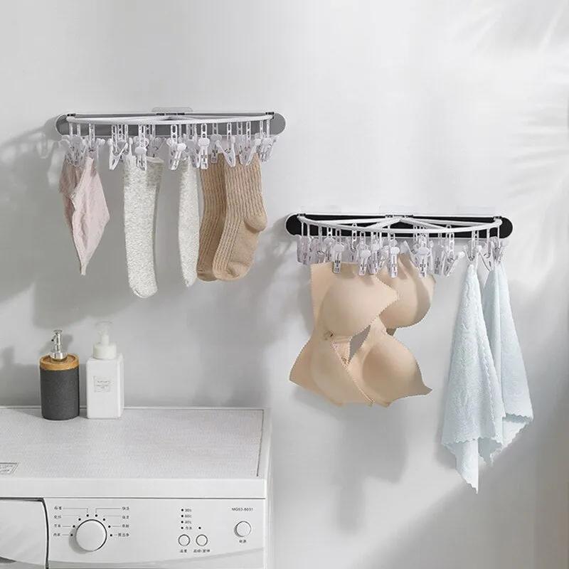 Wall-Mounted Foldable Socks Drying Rack