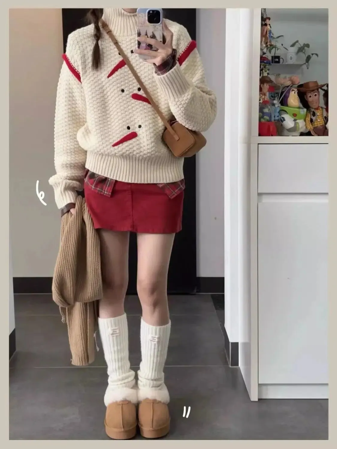 Wenkouban-Christmas Thanksgiving outfits_Cute Snowman TurtleNeck Sweet Preppy Style Loose Knit Christmas Sweater