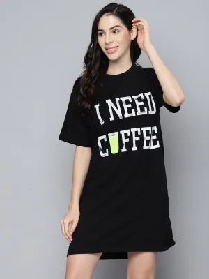 Women Black I-Need-Coffee Sleepshirt