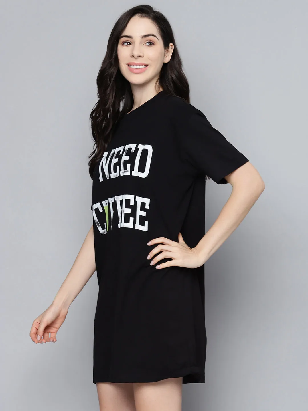 Women Black I-Need-Coffee Sleepshirt