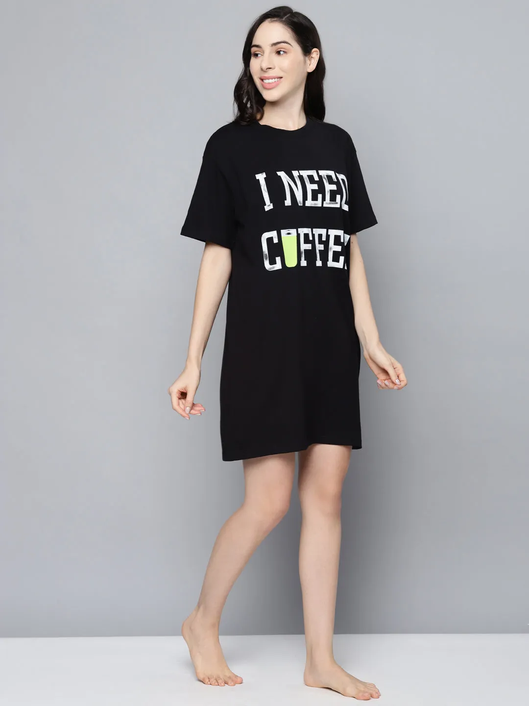 Women Black I-Need-Coffee Sleepshirt