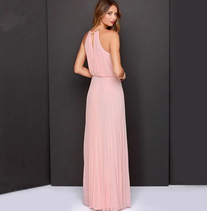 Women  Halter Chiffon Maxi Dress