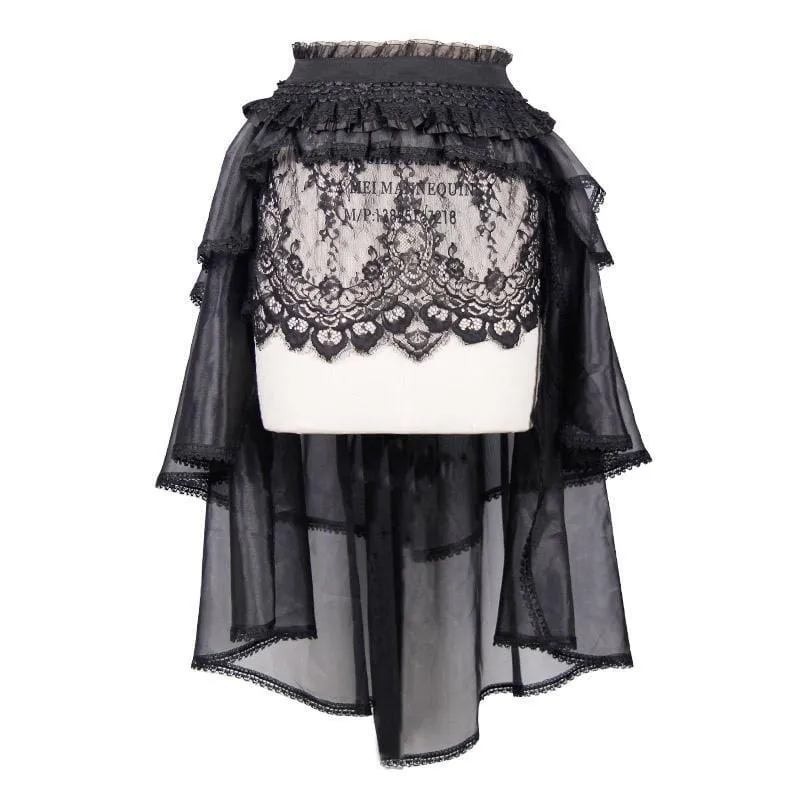 Women's Asymmetric Lace and Net Goth Skirt