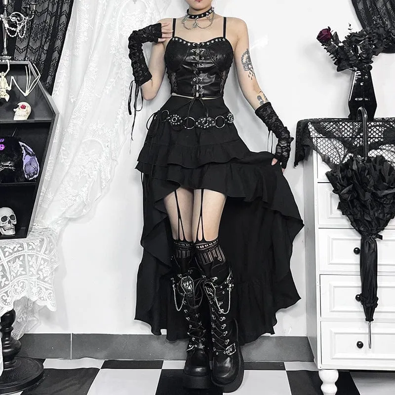 Women's Gothic Irregular Ruffled Layered Skirt