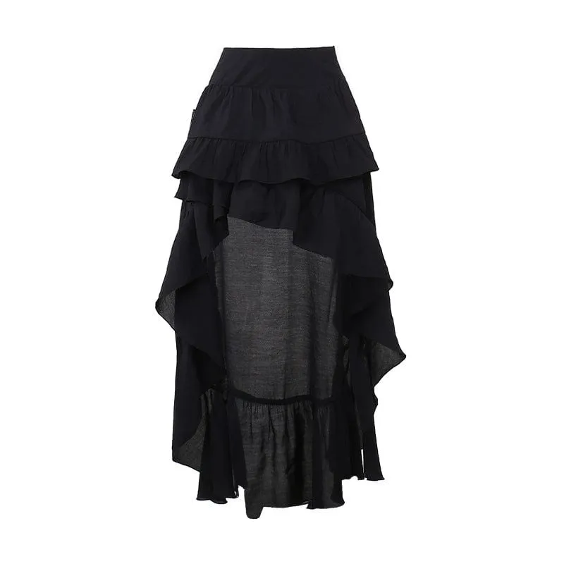 Women's Gothic Irregular Ruffled Layered Skirt