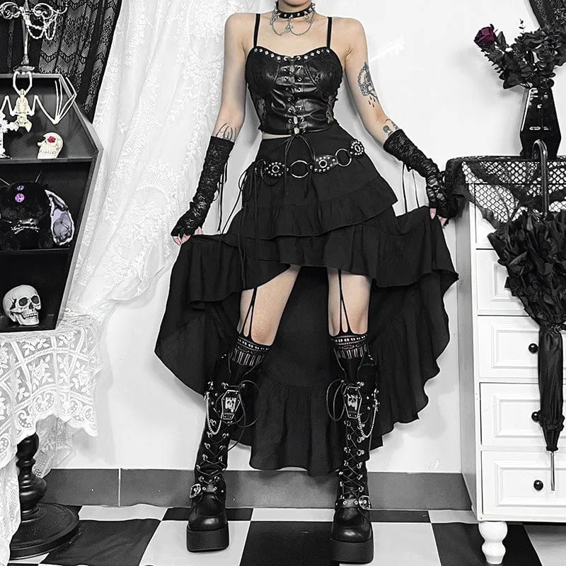 Women's Gothic Irregular Ruffled Layered Skirt