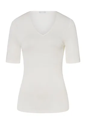 Woolen Silk W Wool and Silk V-Neck Top | Cygne 71417-795